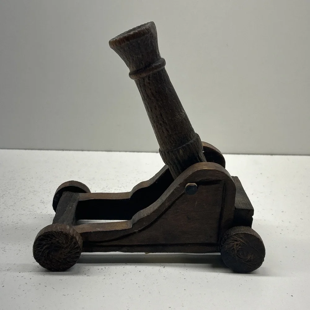 Vintage Hand Carved Wooden Decorative Cannon Model 1432 Made In Spain